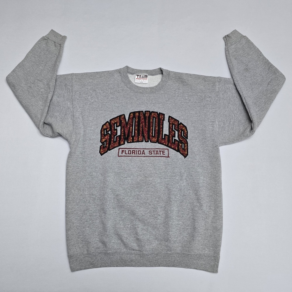 Vintage Team Edition Florida State Seminoles Sweatshirt Mens L Gray Applique FSU